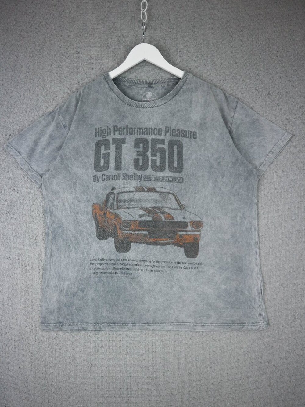 Shelby High Performance GT 350 Retro Car Faded Grey Tee Mens Large